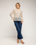 Camisa de encaje con cuelo mao y detalles ajustatables en las mangas - Tantra Spain