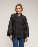 Camisa oversize con cierre japones, cuello mao  y detalle de tiras - Tantra Spain