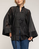 Camisa oversize con cierre japones, cuello mao  y detalle de tiras - Tantra Spain