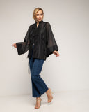 Camisa oversize con cierre japones, cuello mao  y detalle de tiras - Tantra Spain