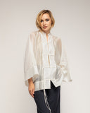 Camisa oversize con cierre japones, cuello mao  y detalle de tiras - Tantra Spain
