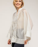 Camisa oversize con cierre japones, cuello mao  y detalle de tiras - Tantra Spain