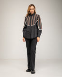 Camisa con pechera de punto de dibujo étnico