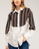 Camisa con pechera de punto de dibujo étnico