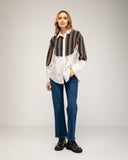 Camisa con pechera de punto de dibujo étnico
