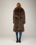 Long faux fur coat with short lapels and side pockets