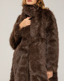 Long faux fur coat with short lapels and side pockets