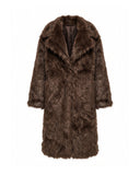 Long faux fur coat with short lapels and side pockets