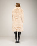 Long faux fur coat with short lapels and side pockets