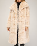 Long faux fur coat with short lapels and side pockets