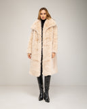 Long faux fur coat with short lapels and side pockets
