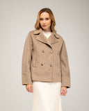 Double-breasted wool overcoat with side pockets and lapel collar