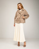 Double-breasted wool overcoat with side pockets and lapel collar