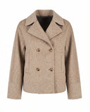 Double-breasted wool overcoat with side pockets and lapel collar