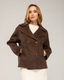 Double-breasted wool overcoat with side pockets and lapel collar