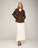 Double-breasted wool overcoat with side pockets and lapel collar