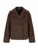 Double-breasted wool overcoat with side pockets and lapel collar
