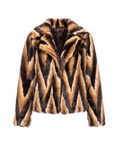 Chaqueta de pelo sintético tricolor reversible con estampado zig-zag