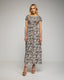 Vestido maxi floreado con pecho y mangas fruncidas