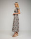 Vestido maxi floreado con pecho y mangas fruncidas