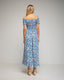 Vestido maxi floreado con pecho y mangas fruncidas