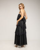 Vestido Maxi de encaje y volantes con tirantes - Tantra Spain