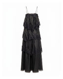 Vestido Maxi de encaje y volantes con tirantes - Tantra Spain