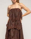 Vestido Maxi de encaje y volantes con tirantes - Tantra Spain