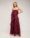Vestido Maxi de encaje y volantes con tirantes - Tantra Spain