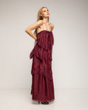 Vestido Maxi de encaje y volantes con tirantes - Tantra Spain