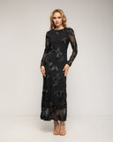 Vestido de tul largo y entallado con espalda descubierta y flores bordadas - Tantra Spain