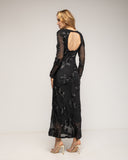 Vestido de tul largo y entallado con espalda descubierta y flores bordadas - Tantra Spain