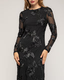 Vestido de tul largo y entallado con espalda descubierta y flores bordadas - Tantra Spain
