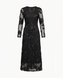 Vestido de tul largo y entallado con espalda descubierta y flores bordadas - Tantra Spain
