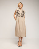 Vestido amplio midi condibujo de paillets en el pecho y detalle de cremallera - Tantra Spain