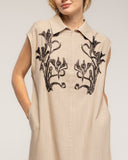 Vestido amplio midi condibujo de paillets en el pecho y detalle de cremallera - Tantra Spain