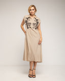 Vestido amplio midi condibujo de paillets en el pecho y detalle de cremallera - Tantra Spain