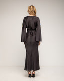 Vestido maxi con dibujo de flores japonés y cuello redondo - Tantra Spain