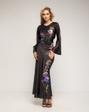 Vestido maxi con dibujo de flores japonés y cuello redondo - Tantra Spain