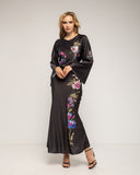Vestido maxi con dibujo de flores japonés y cuello redondo - Tantra Spain