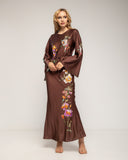 Vestido maxi con dibujo de flores japonés y cuello redondo - Tantra Spain