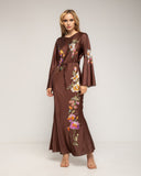 Vestido maxi con dibujo de flores japonés y cuello redondo - Tantra Spain