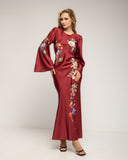 Vestido maxi con dibujo de flores japonés y cuello redondo - Tantra Spain