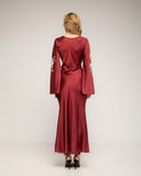Vestido maxi con dibujo de flores japonés y cuello redondo - Tantra Spain