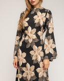 Vestido largo de flores con cuello cuadrado y tiras atrás - Tantra Spain