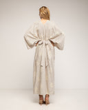 Vestido con drapeado en la cintura y en el pecho y flores bordadas - Tantra Spain