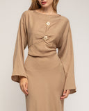 Vestido con corte en el pecho y detalle de boton dorado - Tantra Spain 