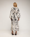 Vestido maxi con escote cuadrado y mangas farol, batista y encaje - Tantra Spain 