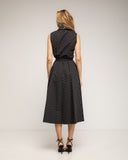 Vestido midi de lunares de doble botonadura, cuello con solapa y cinturón aparte - Tantra Spain 