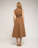 Vestido midi de lunares de doble botonadura, cuello con solapa y cinturón aparte - Tantra Spain 